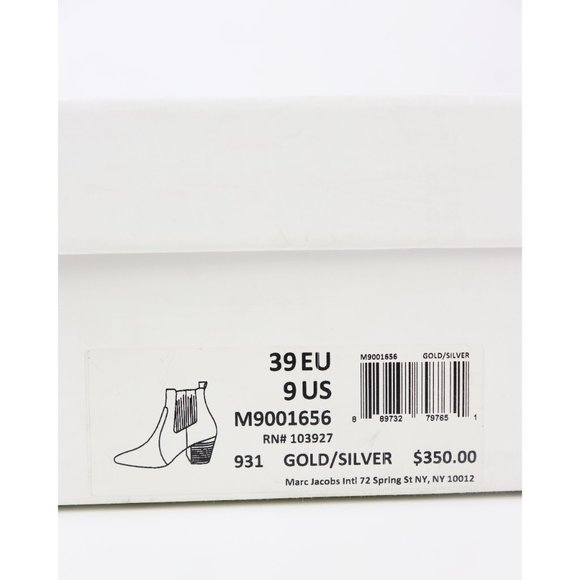 NWT Marc Jacobs Kim Sequin Chelsea Booties Embellished Block Heel Gold Silver 9 - Picture 3 of 10